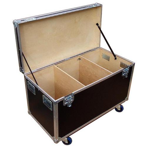 Heavy Duty 3/8" Plywood Extra High Cable Trunk
44-3/4" x  22-1/4" x 25" High
Fits 2 or 4 Wide in a Standard Truck
Bare Wood Interior - 3 Compartments - 
4" Heavy Duty Caster Included