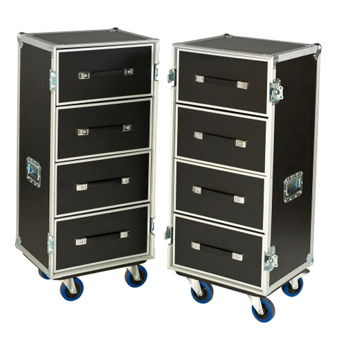 Break Apart Dual 4 Drawer  3/8" Ply ATA Work Case w/4" Casters