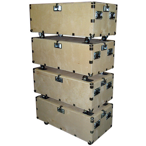 48" Crate Style Trunk Cases - 1/2" Ply w/Wheels - 4 Pc Stacking Set