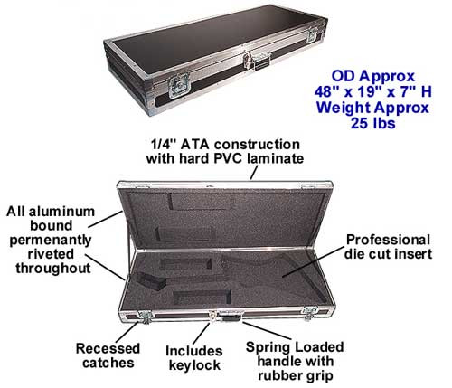 ATA Guitar Case for Gibson Explorer Guitar
Generic Cutout Fits All
Approximate OD 49" x 18" x 7"