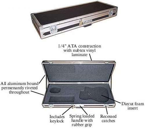 ATA Guitar Case fits Fender Strat - Tele - Gibson Les Paul
Generic Cutout Fits All
Approximate OD 43" x 16-1/2" x 5"