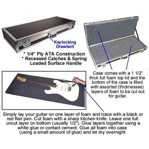 Do-It-Yourself Uncut Guitar ATA Case 3 Sizes Avialable
Standard Guitar ATA Case - 43" x 16-1/2" x 4-1/2"
Large Guitar ATA Case - 45" x 18" x 4-1/2"
Bass Guitar ATA Case - 49" x 16-1/2" x 4-1/2"